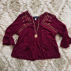 { Blue Rain } Maroon Boho Top